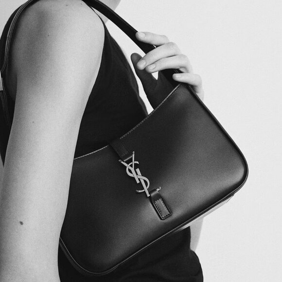 YSL Saint Laurent Le 5 a 7 Mini Leather Hobo Bag Purse - Black - Picture 11 of 11